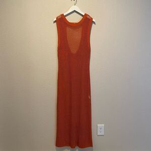 Beach‎ coverup maxi dress size Large fishnet rust orange